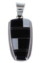Silver Black Jade Mother Of Pearl Inlay Jewelry Slide Pendant RS42776